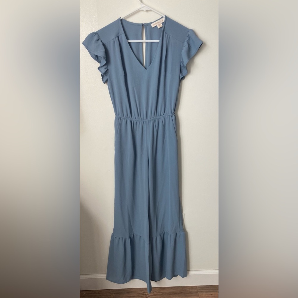 #122. 🆕 NWOT Monteau, Flutter Sleeve Jumpsuit, Size XS, Blue, (Women)